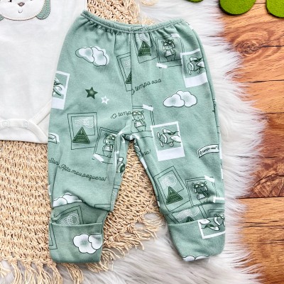  CONJ. DE MALHA 3 PEÇAS - Aviador - Off White e Verde